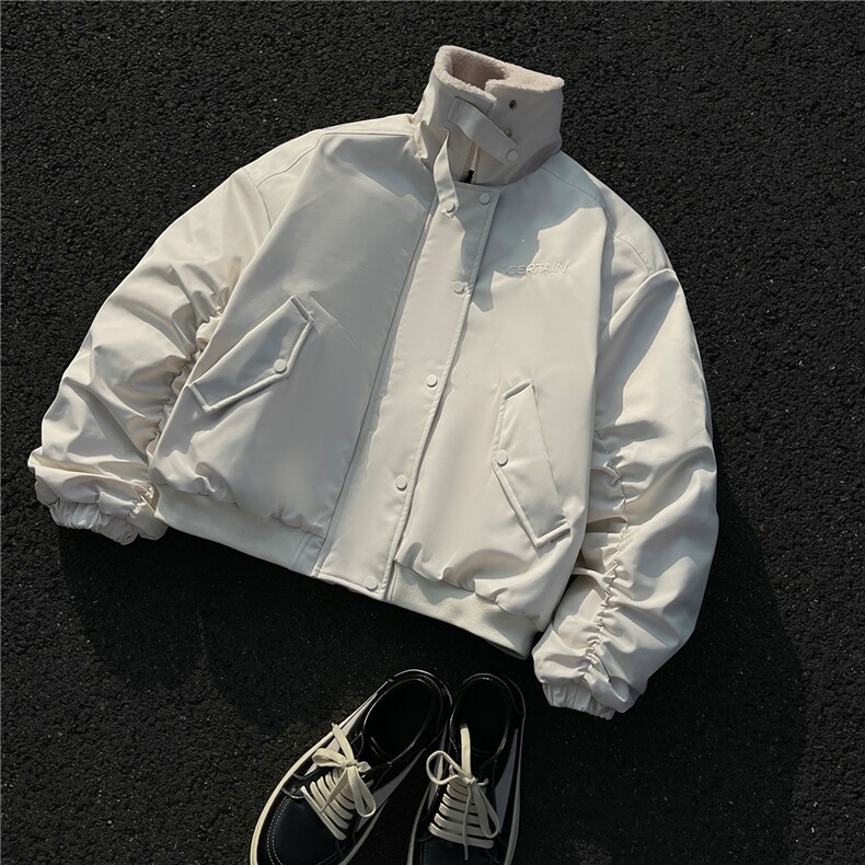 冬装美式复古羊羔毛翻领棉服飞行夹克棉衣加厚外套男 H1031 P128图片