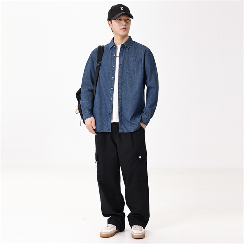新款(跨境货源）长袖牛仔衬衫男宽松休闲外套N89,男装衬衫,星座1107-1