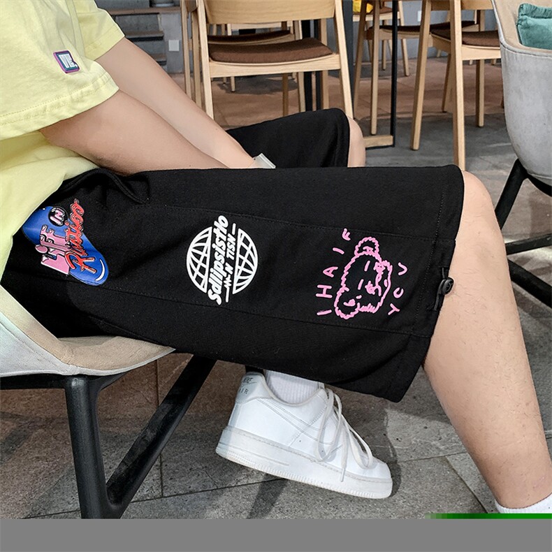新款美式涂鸦短裤夏季嘻哈hiphop五分裤痞帅炸街运动裤K640-P28,男装休闲裤,星座512-2