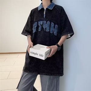 2025夏新款文艺ins简约纯棉水洗贴布刺绣polo衫 PL303  P45图片