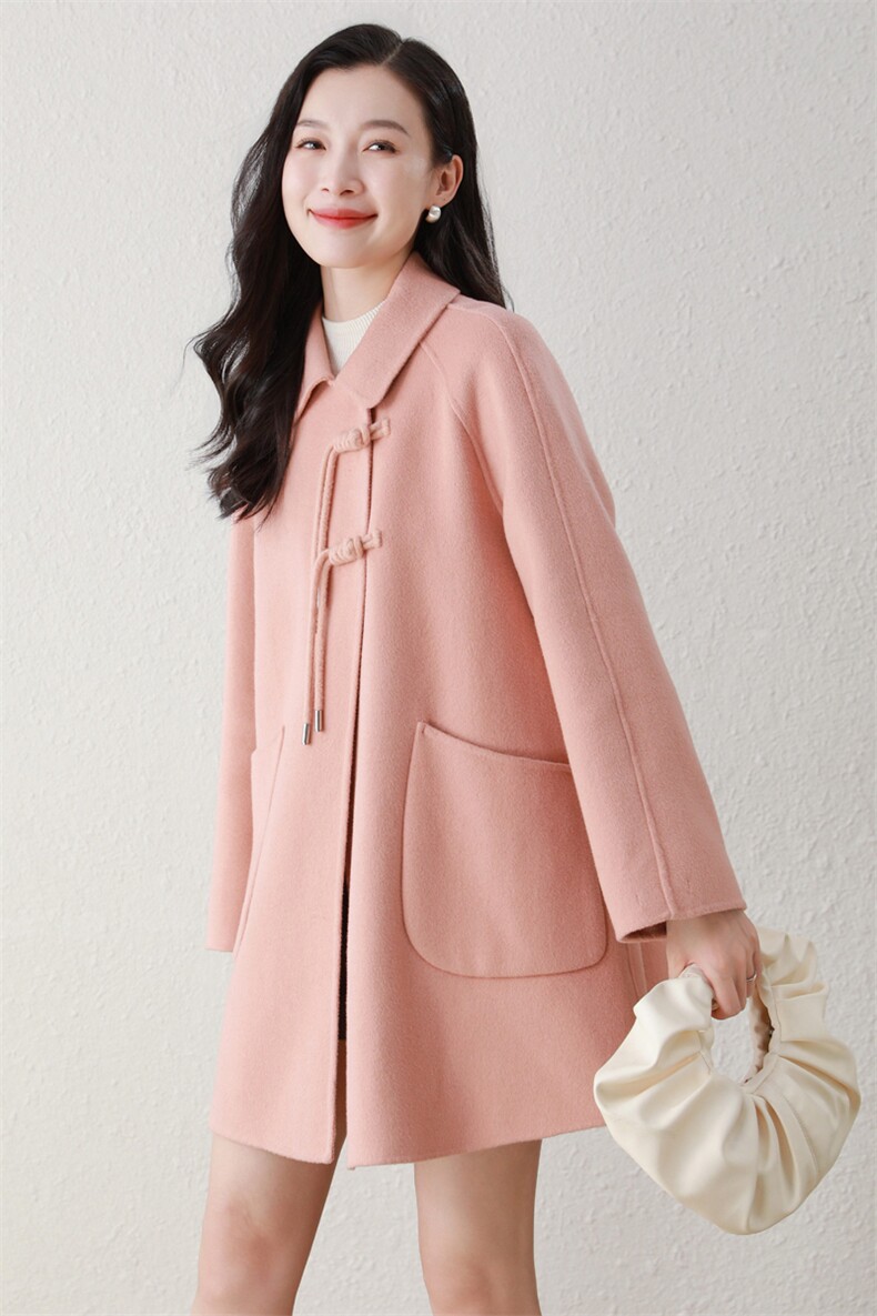 双面羊毛大衣2025女秋冬新款中长款娃娃领半大羊毛呢外套,女装双面呢大衣,阿舍尔精品