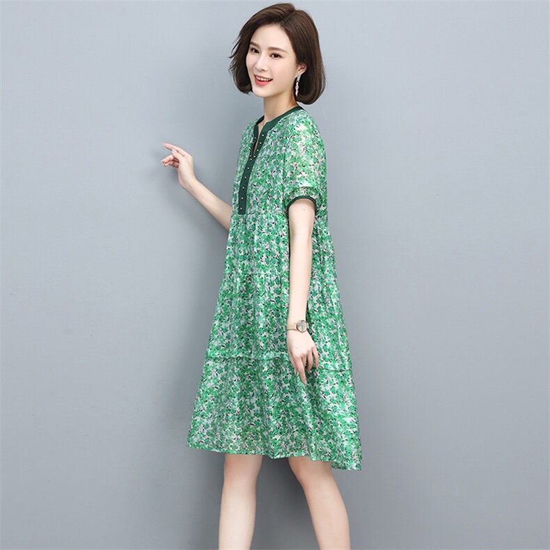 天丝碎花连衣裙女2022年新款夏季气质时尚高级感裙子,女装连衣裙,忆绮罗