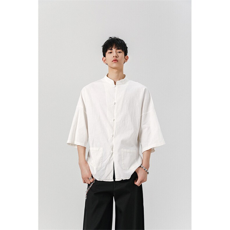 8XL-M  风大码夏短袖衬衫男外套棉麻七分袖上衣CS505P60控78图片