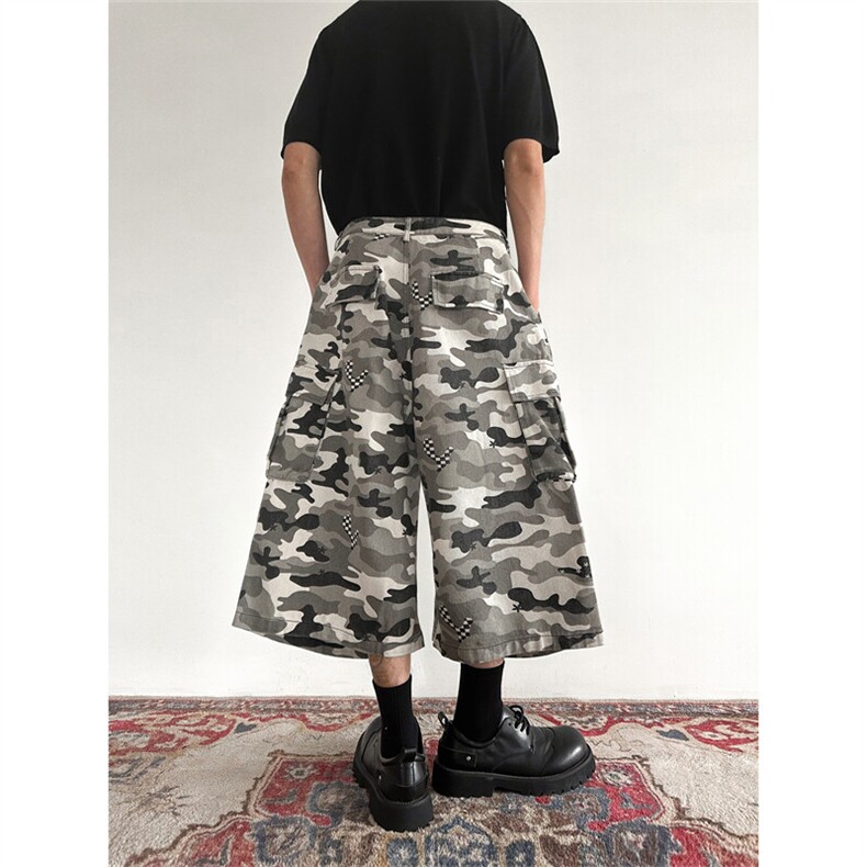 903-AK056-特P55【S-3XL】白迷彩七分短裤3,男装牛仔裤,星座903