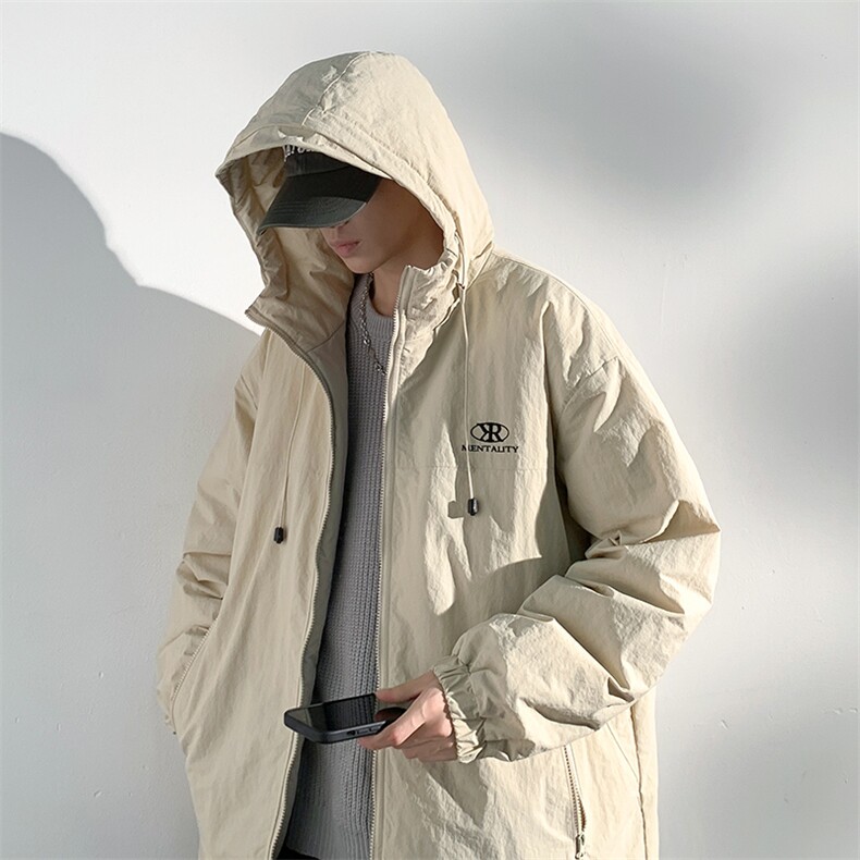 冬季日系简约保暖加厚连帽抽绳休闲宽松棉衣外套男MY9081-P100,男装棉衣,电商A128