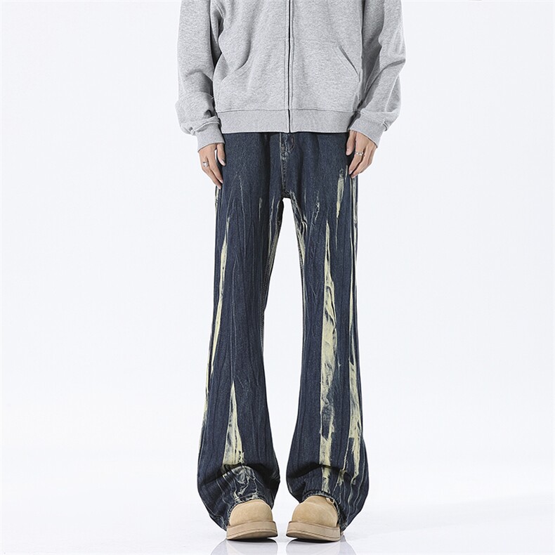 2025新款美式高街扎染微喇叭牛仔裤直筒长裤xz906-1-K1261P58控88,男装牛仔裤,星座906-1（原电商a316-2）