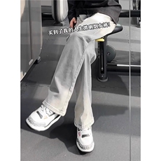 美式高街加绒加厚裤子男秋冬烟灰色牛仔裤KF3058常规P39加绒P49，男装牛仔裤，四季星座505