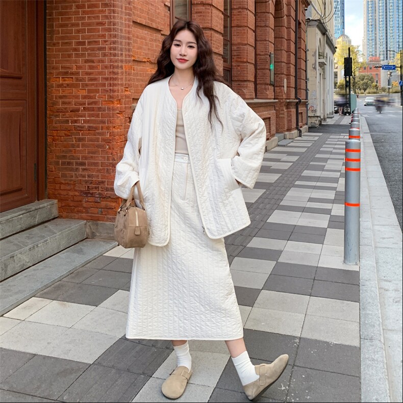 2026冬季冬季减龄氛围感棉衣套装2C053款号830批240控348,女装套装/套裙,2C053