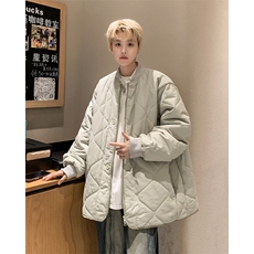 2024新款秋冬复古菱格棉服外套宽松棒球领棉衣男现货W8471-P75，男装棉衣，星座512-4