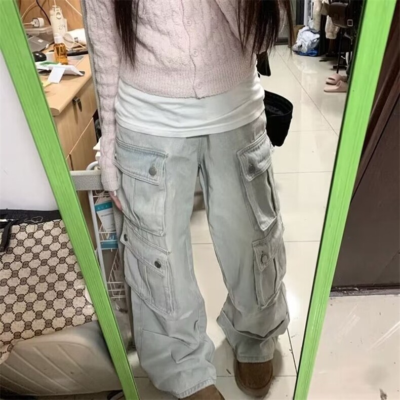 长裤潮流常规文艺气质慵懒简约牛仔裤新款ins微喇裤春夏自然腰，男装牛仔裤，星座506A