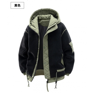 现货棉服男士加绒加厚拼接工装保暖羊羔毛冬装外套M021-P135图片