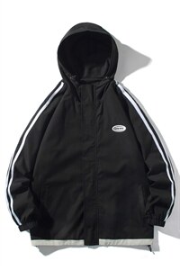 JK6001/P60春装新款白底平铺撞色连帽夹克男宽松大码外套上衣控78,男装夹克,电商A141