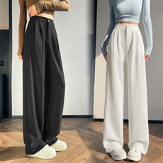 高腰垂感西装阔腿裤女2025夏季新品肌理感休闲拖地裤，女装休闲裤，星宇服饰