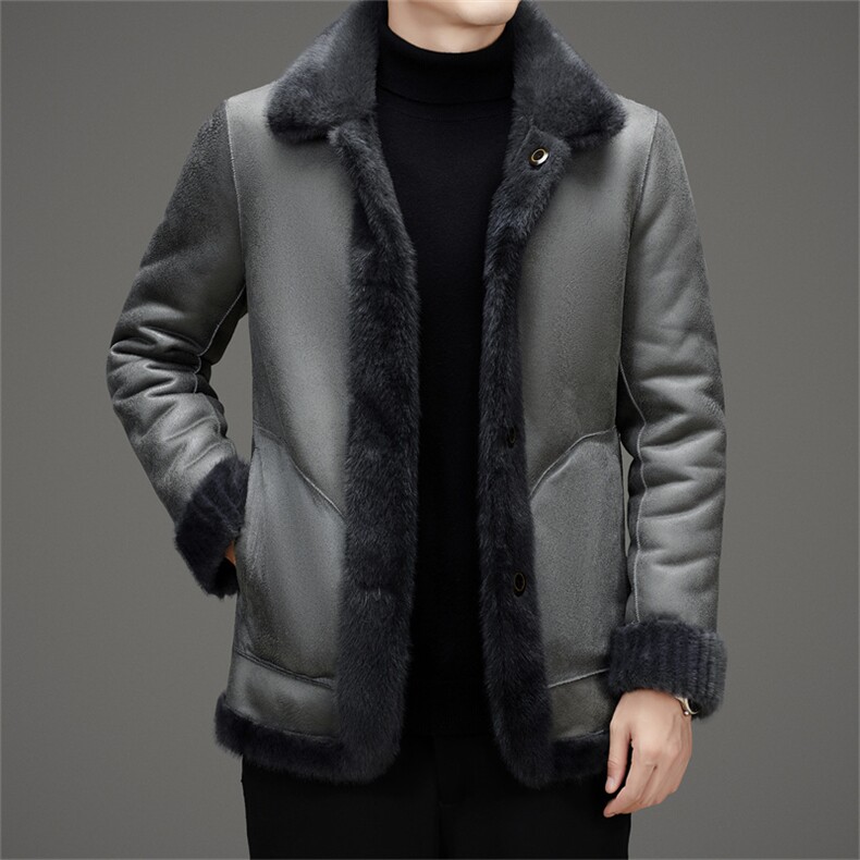 男皮毛一体时尚休闲高端雪兰貂绒双面穿商务外套中年MJ1193-P245，女装短外套，星座1105-3
