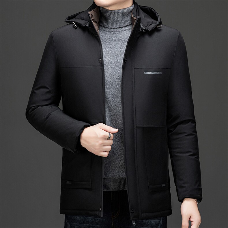 冬季棉衣休闲加厚保暖棉服中长款爸爸装可脱卸帽商务棉袄大码男,男装棉衣,钱塘6003（原4033）