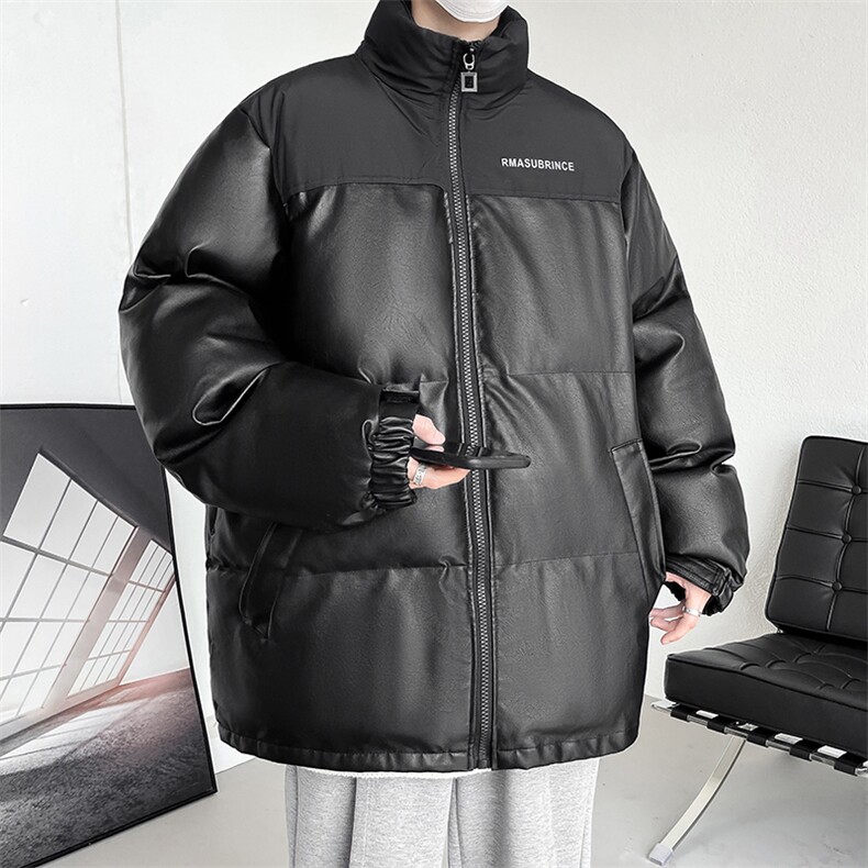 冬季立领皮棉衣男士加厚字母棉服潮流拼接棉袄大码A266-P01-P80图片