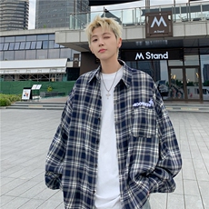 衬衫男士长袖格子韩版潮流高街帅气2024夏季新款ins外套CY880-P48，男装衬衫，星座412-3