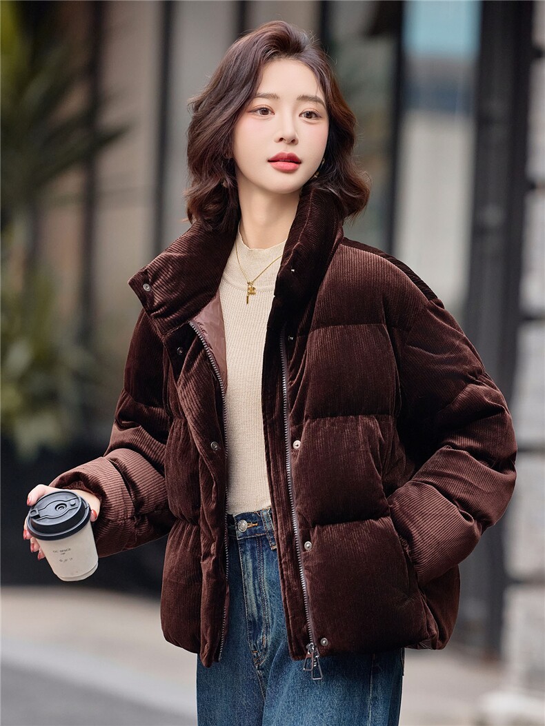 立领短款面包服羽绒服女2025冬季新款小个子加厚保暖巨好看外套,女装羽绒服,靓衣阁