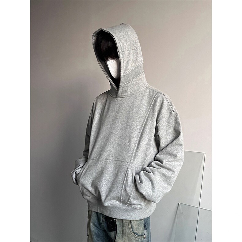 抖音得物高品质二开美式高街重磅结构辑明线纹理连帽卫衣外套W109，男装卫衣，电商A486