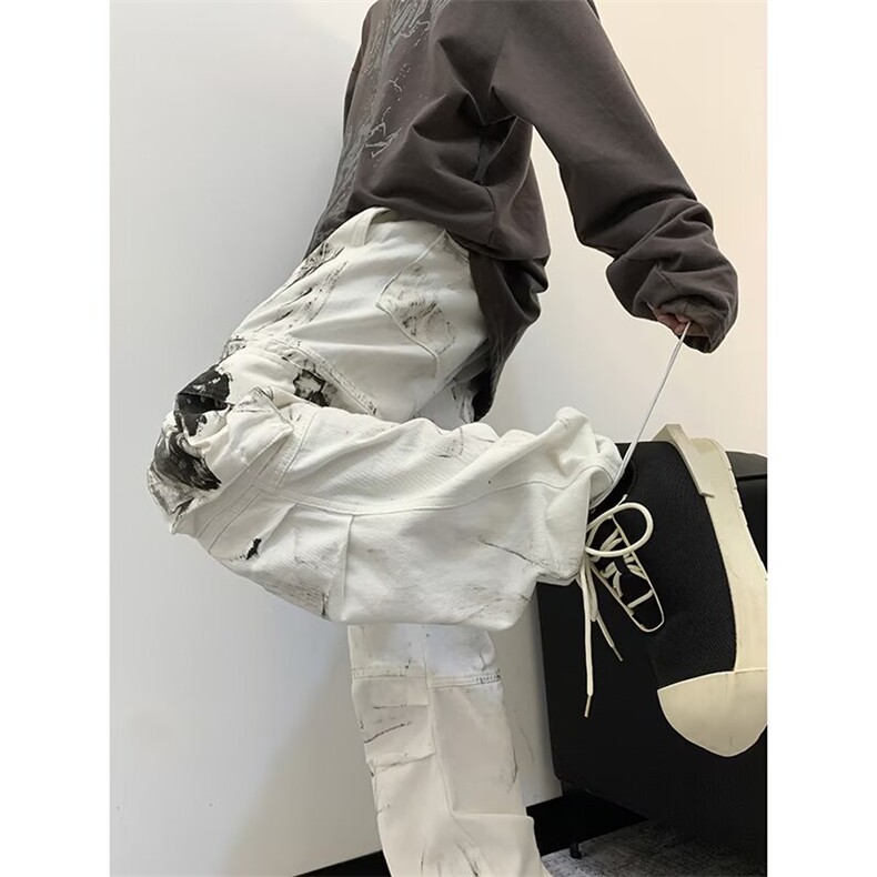 抖音休闲裤男女韩版潮流涂鸦口袋帅气2024秋冬ins长裤K5814-P61,男装休闲裤,星座412-3