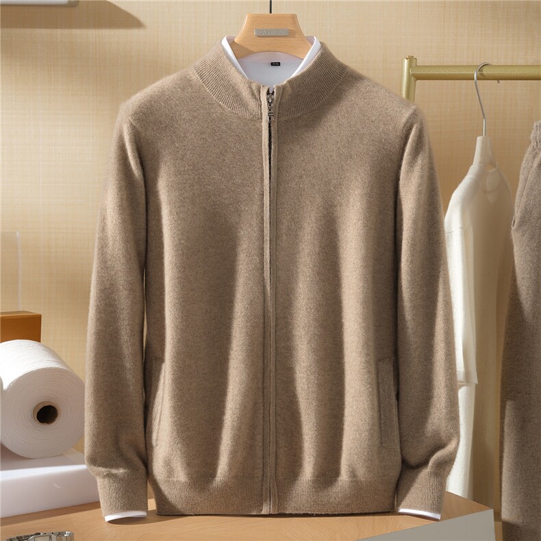 2025年秋季新款百搭拉链半高开衫，男装羊绒套衫，澳坤羊绒