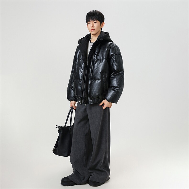 现货假两件pu皮衣棉服外套男冬季新款加厚美式高街棉衣M106-P120,男装皮衣,星座308B-2