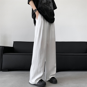 8XL-M 特大码亚麻阔腿裤男夏棉麻西装裤垂感冰丝裤K981P68图片