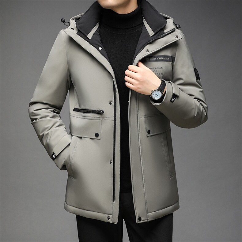 冬季休闲羽绒服爸爸装纯色外套中老年男士新款潮QLMF86068-P315,男装羽绒服,电商B212（原钱塘6029）