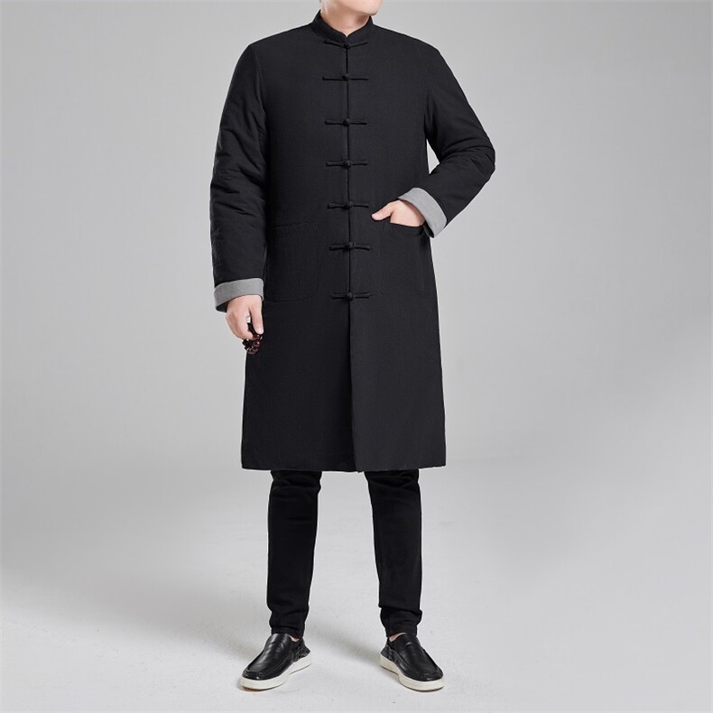 2025冬季唐装风棉衣加厚中长款男中式保暖立领棉服8690-P180图片