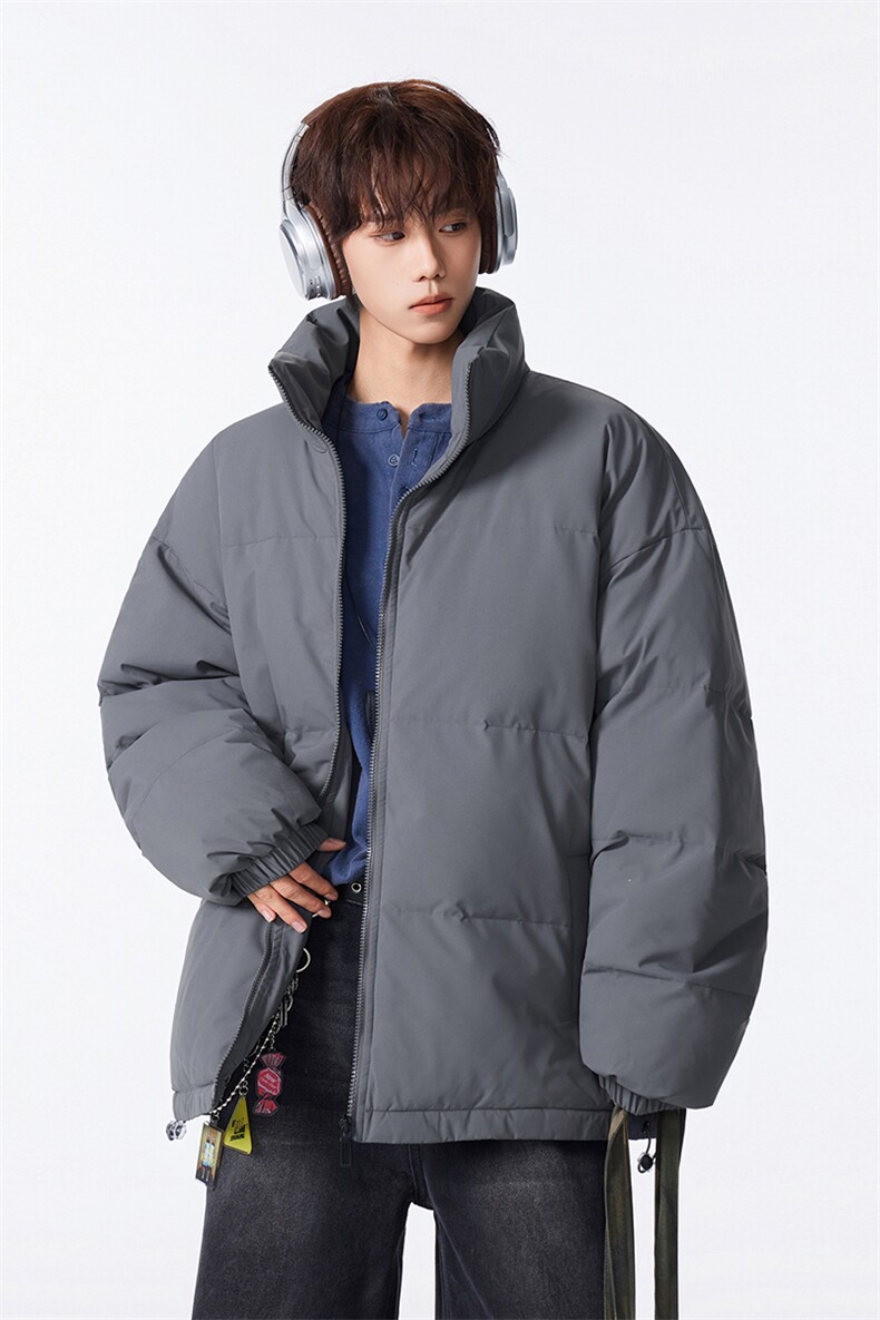 冬季潮牌立领外套纯色宽松加厚棉袄青少年加厚保暖MD1111，男装棉衣，星座817