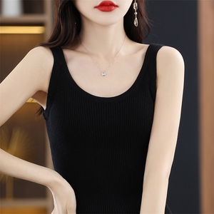时尚百搭针织吊带背心女夏季新款修身显瘦无袖打底衫内搭上衣图片