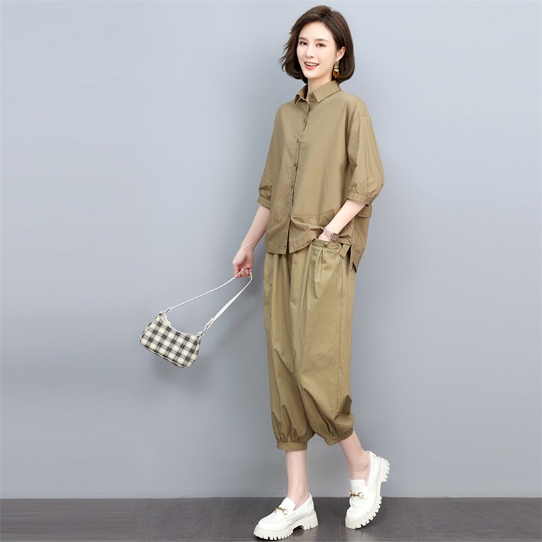 2022夏季新款女装宽松休闲套装舒适百搭显瘦两件套,女装衬衫,悦见她