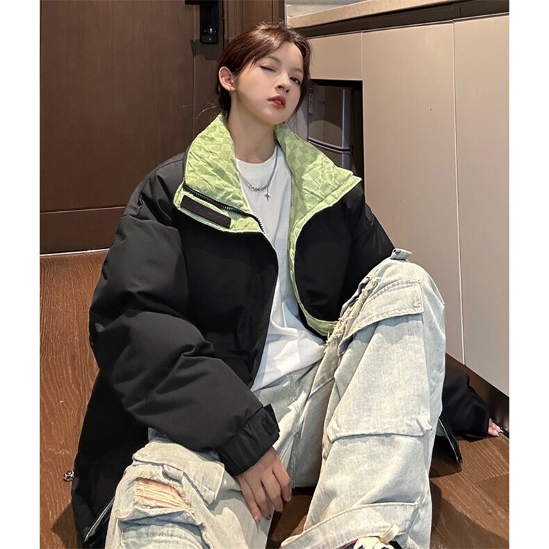 冬季加绒加厚格子撞色立领保暖棉服大衣xz309MY666P80,男装棉衣,星座309（原A406）