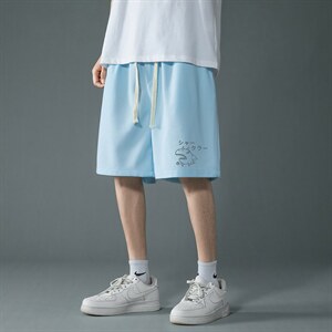 HD74092-P22 华夫格短裤男大码宽松五分裤男直筒中裤图片