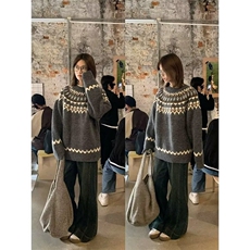 费尔岛毛衣女童冬季加厚2025新款儿童冬装上衣女大童秋冬款针织衫，男装针织衫/毛衣，星座1210-1