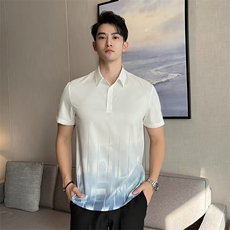 冰丝弹力T恤韩版数码印花POLO衫直播抖音商城T05310B-1P45，男装T恤，星座310B-1