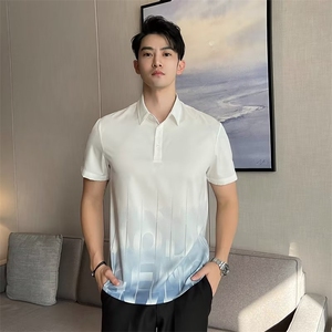 冰丝弹力T恤韩版数码印花POLO衫直播抖音商城T05 310B-1P45图片