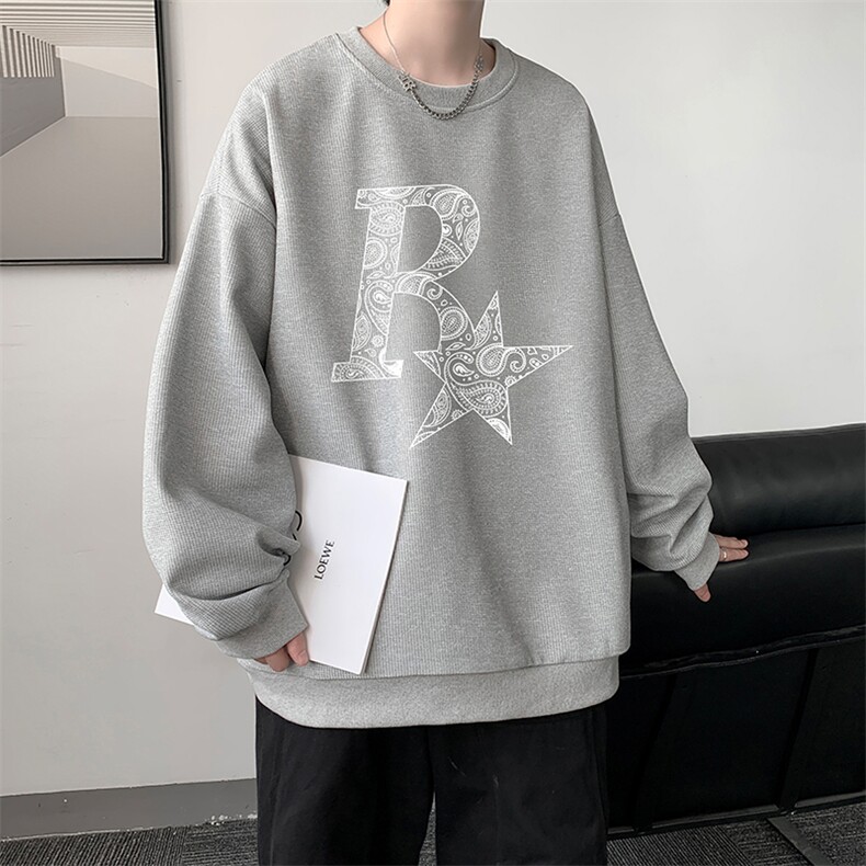 华夫格卫衣圆领卫衣男大码长袖t恤男外套HW76328-P30,男装卫衣,电商A040