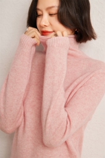 秋冬季35%羊绒65%羊毛休闲百搭7针加厚堆堆领羊绒衫，女装羊绒衫，广悦羊绒