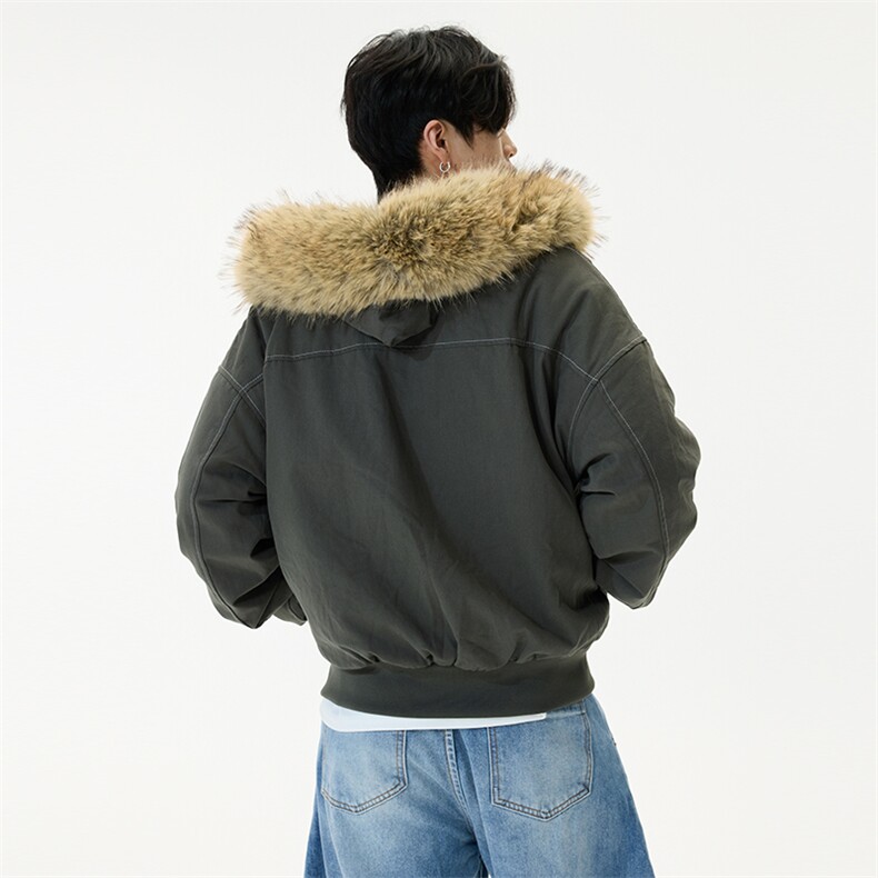 美式复古座山雕毛领连帽棉衣棉服男女宽松休闲加厚外套YD03-P140,男装棉衣,星座509