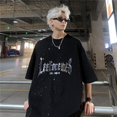 美式街潮重工满天星反光短袖T恤男女情侣同款休闲百搭上衣特p28，男装T恤，电商C307A