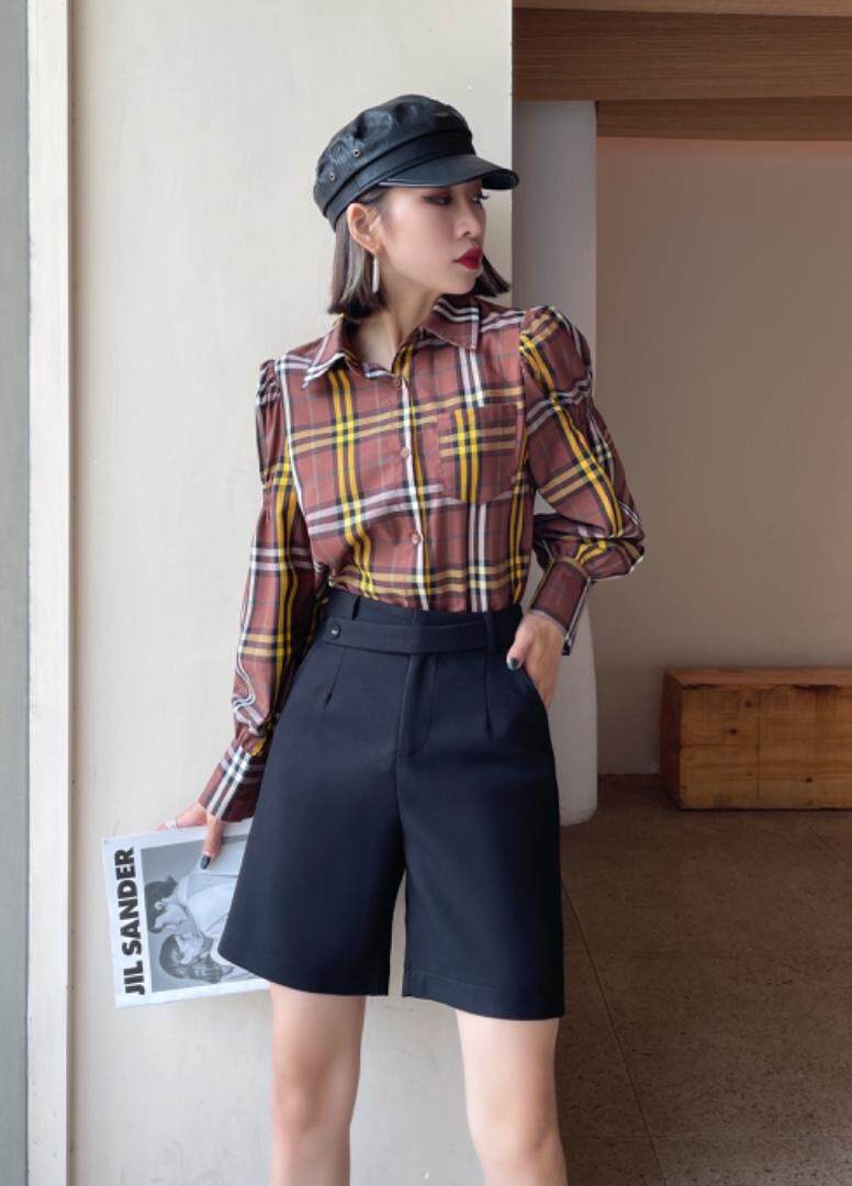 现货，2021秋装新款格子衬衫，女装衬衫，坚持到底