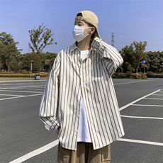 条纹衬衫男长袖韩版潮流文艺帅气2026夏季新款ins外套CY399-P37，男装衬衫，星座412