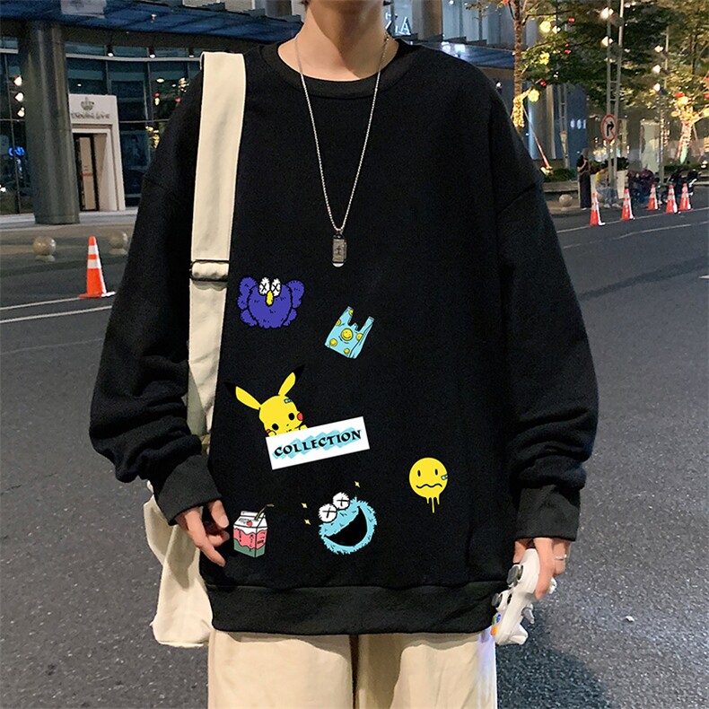 S6079-P28加绒款-P33秋季圆领卫衣男大码韩版宽松长袖外套,男装卫衣,电商A040