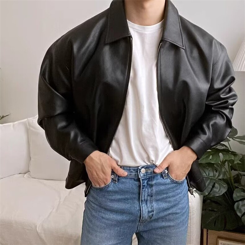 美式痞帅皮衣外套男士春秋季新款,男装皮衣,星座410-7