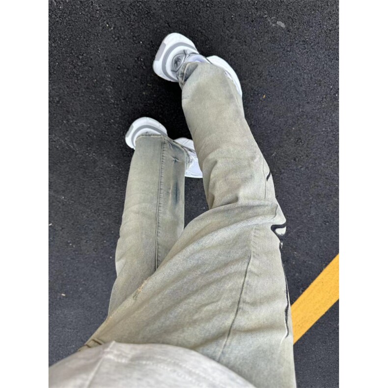 【网图】火焰牛仔裤男水洗做旧微喇vibe裤子美式高街NZ05LL特P58,男装牛仔裤,星座1007（原301D）