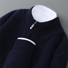 2025百搭时尚简约圆领拉链长袖羊绒衫，男装羊绒套衫，忠诺羊绒