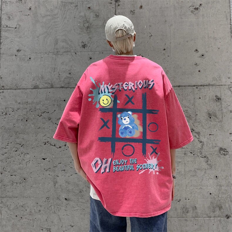 美式复古水洗高街做旧蜡染潮牌宽松短袖t恤517A-2-SX217-P38,男装T恤,星座517A-2