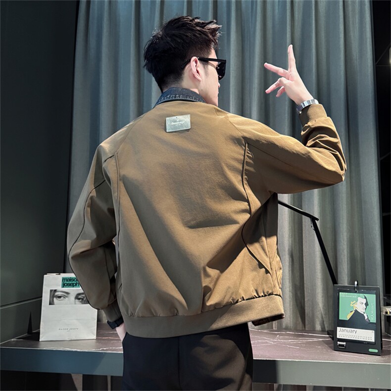 J9299-P118控158春秋季时尚男假件叠穿牛仔拼接外套2025新款男装,男装工装外套,星座102A（原电商D309-1）