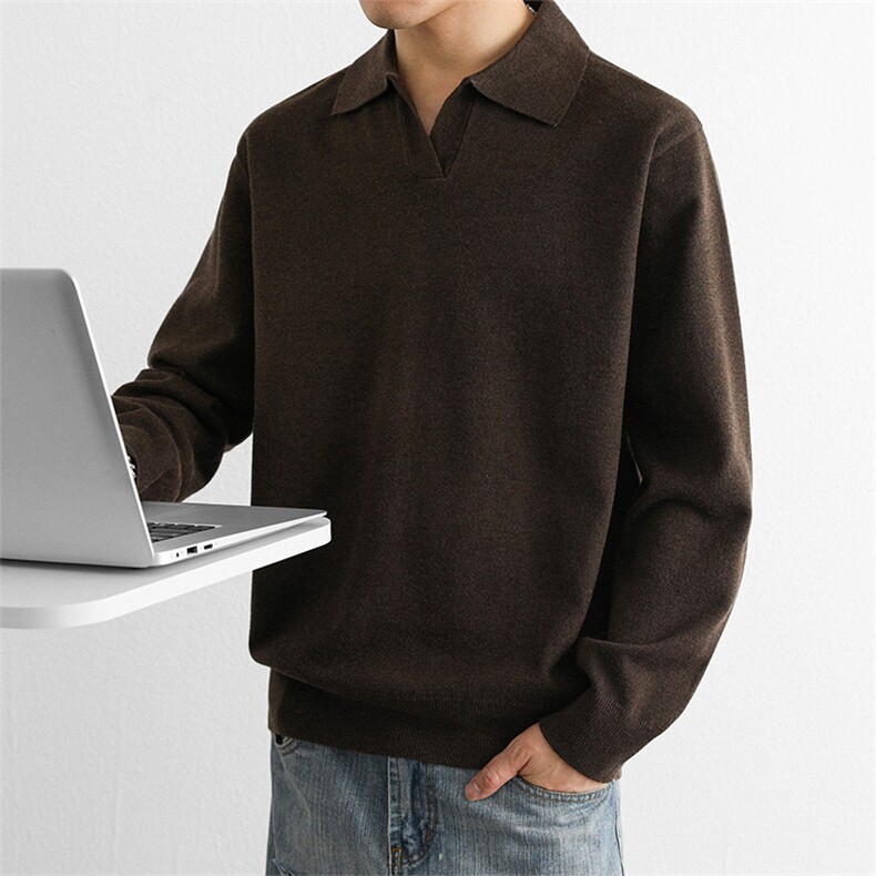 花绿色海鸥领针织衫男2025年秋慵懒风老钱毛衣，男装针织衫/毛衣，星座914